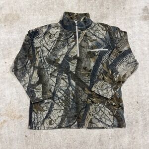 Vintage Wrangler Realtree Fleece Quarter Zip Pullover Skater Outdoors Large Mens